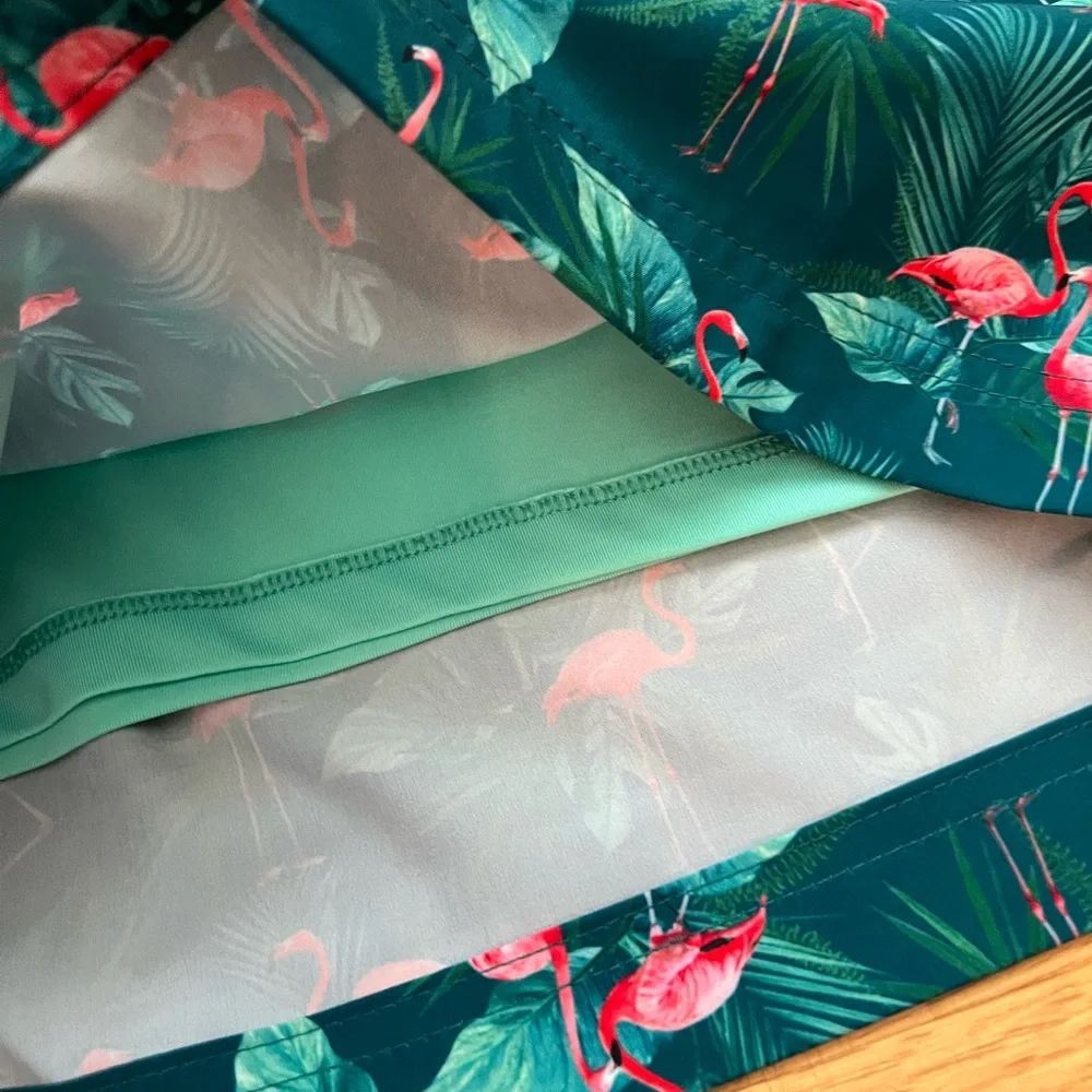 2 pair Caribbean Joe Flamingo Swim Shorts trunks NWT